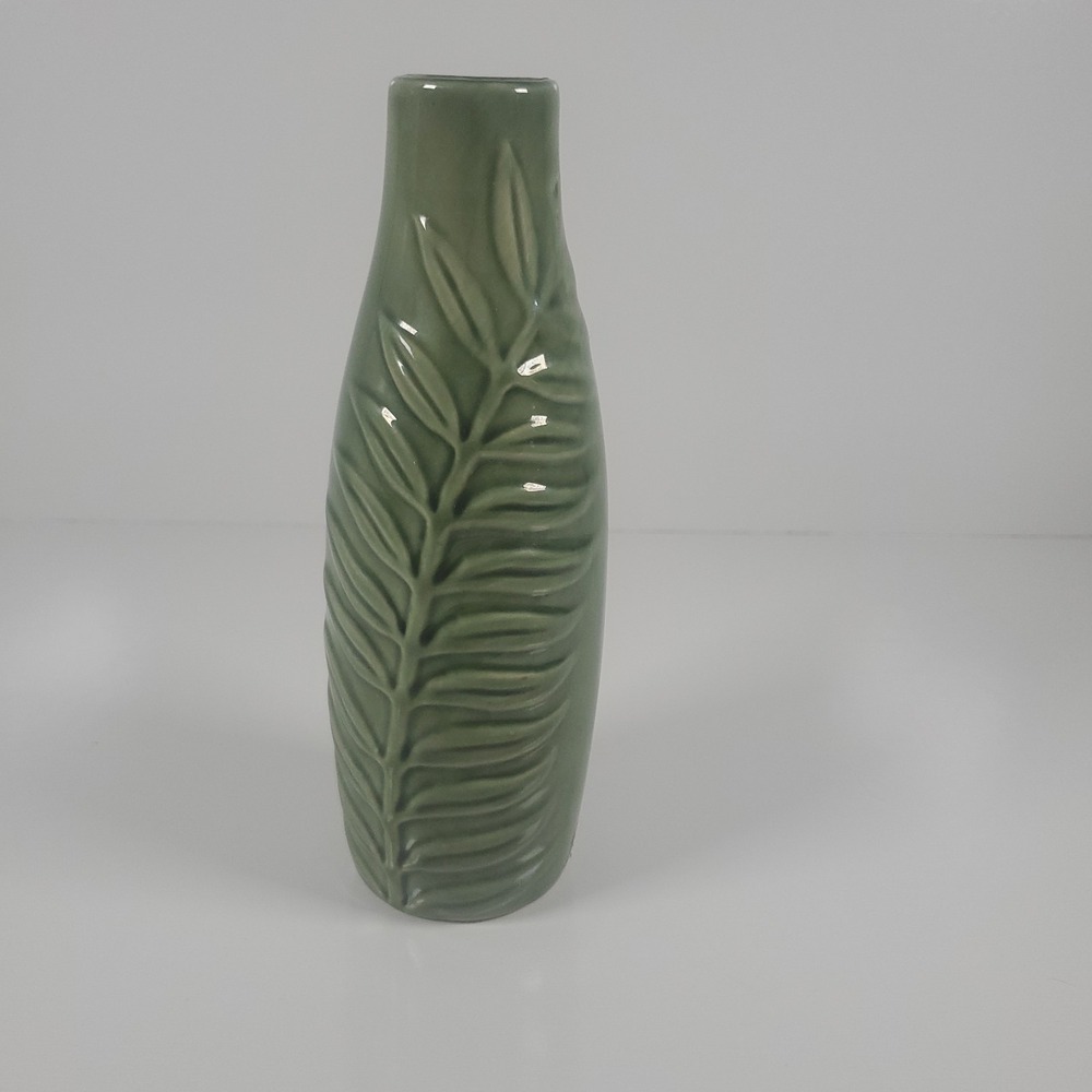 Green Ceramic Leaf Vase Tropical Botanical Bud Vase Home Decor